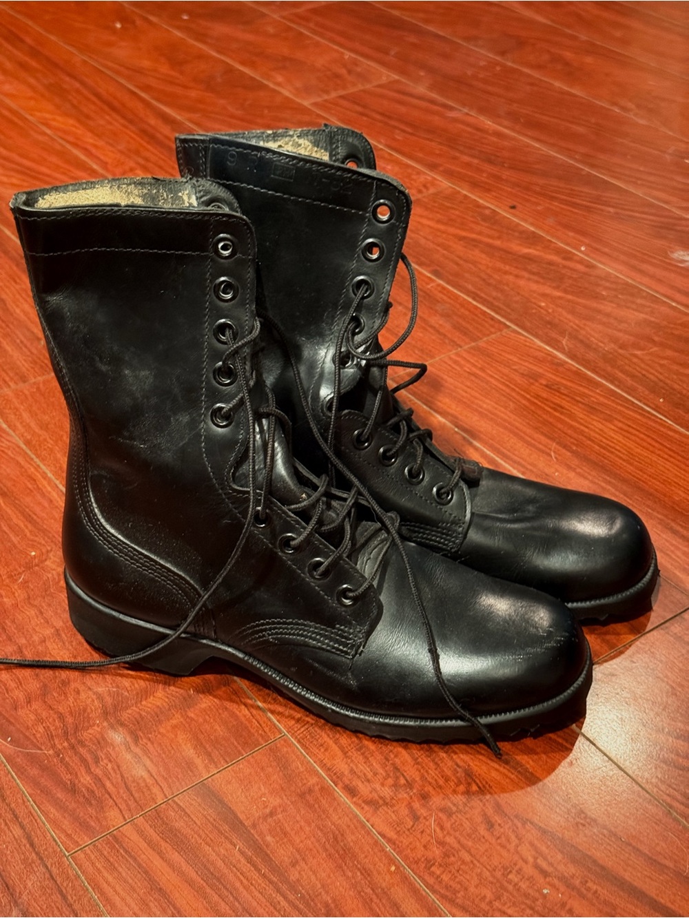 Men's Black Lace-Up Tactical Leather Boots